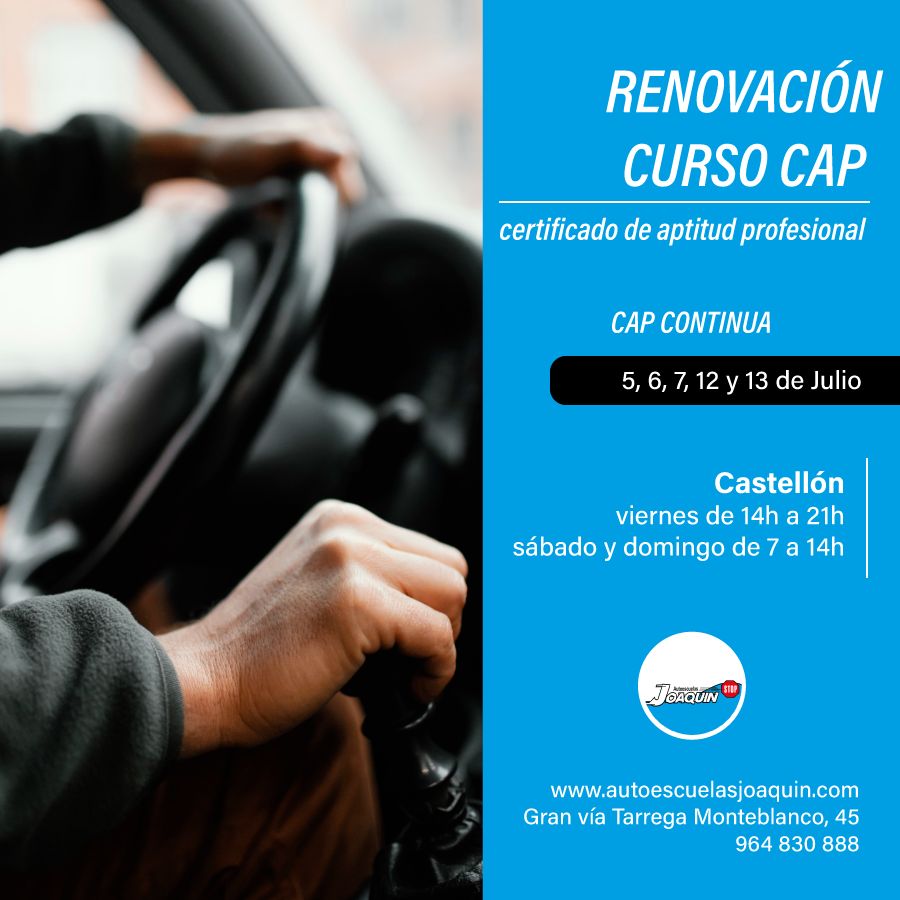 Curso renovacion CAP en Castellon en julio